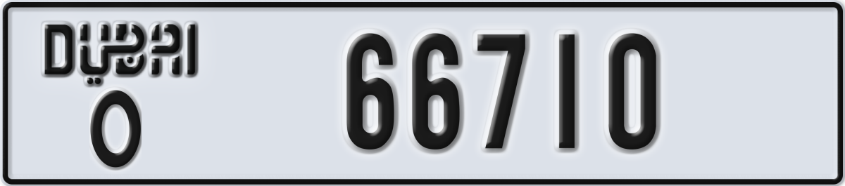 dubai License Plate Number 66710 Code O