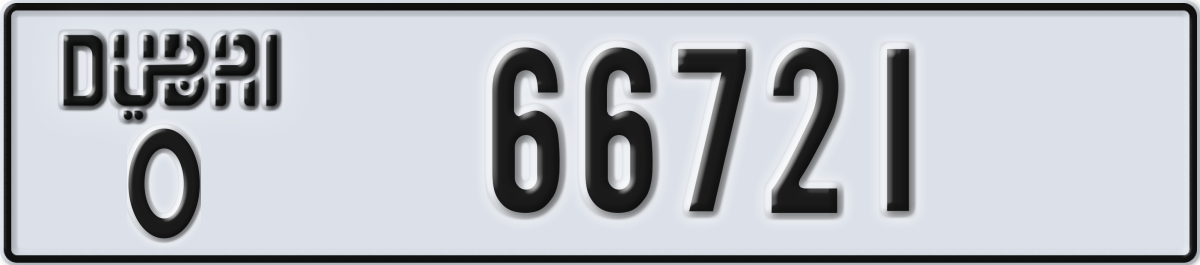 dubai License Plate Number 66721 Code O