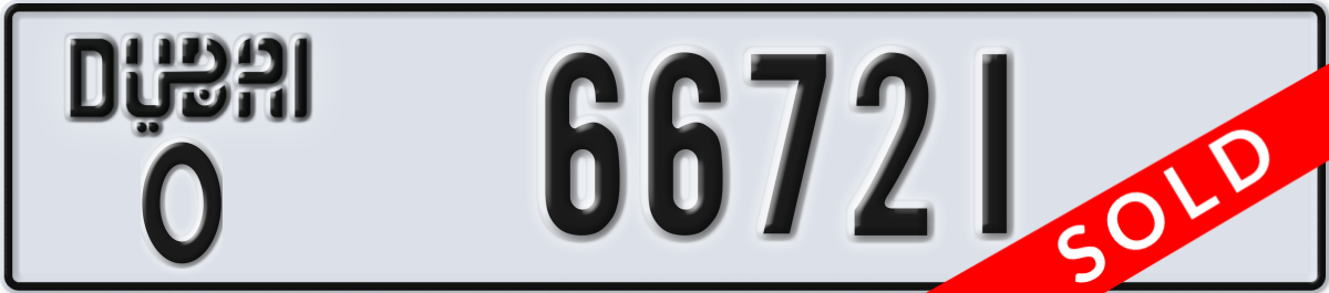 dubai License Plate Number 66721 Code O