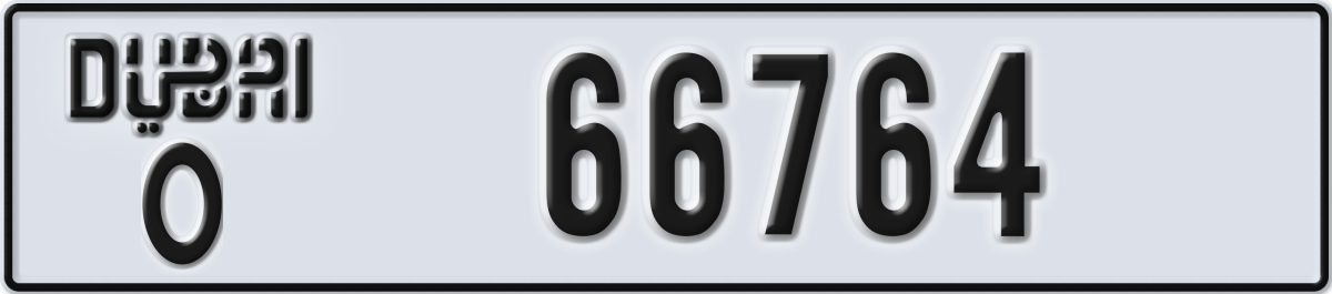 dubai License Plate Number 66764 Code O