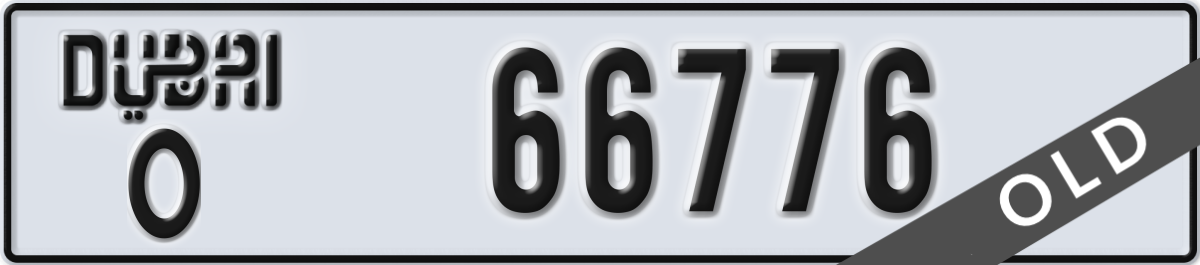 dubai License Plate Number 66776 Code O
