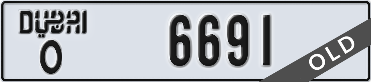 dubai License Plate Number 6691 Code O