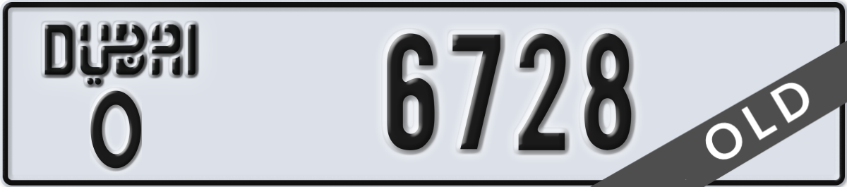 dubai License Plate Number 6728 Code O