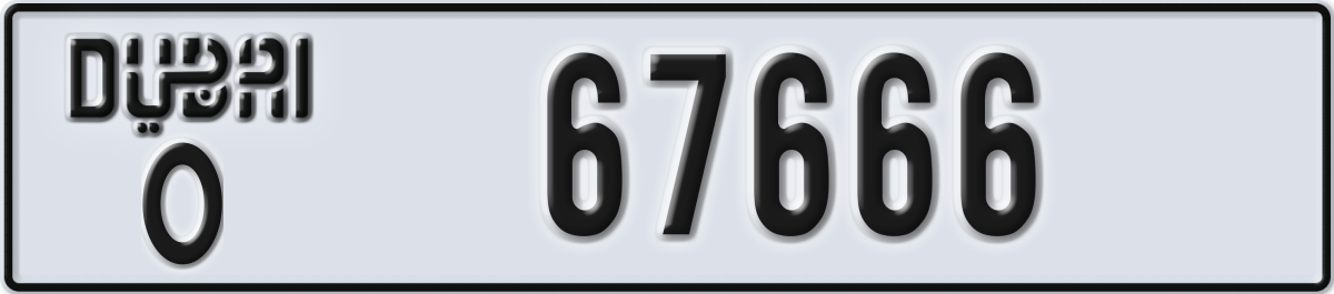 dubai License Plate Number 67666 Code O