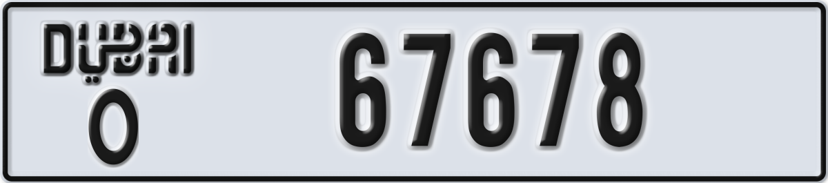 dubai License Plate Number 67678 Code O