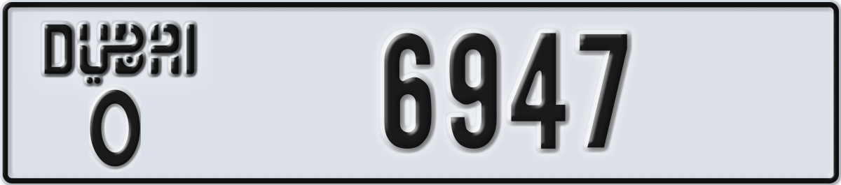 dubai License Plate Number 6947 Code O