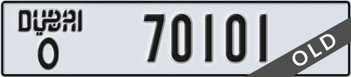 dubai License Plate Number 70101 Code O