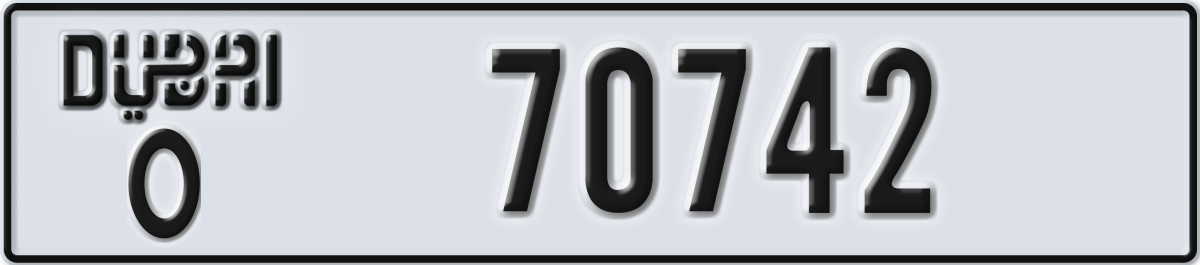 dubai License Plate Number 70742 Code O