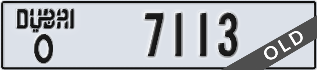 dubai License Plate Number 7113 Code O