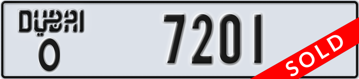 dubai License Plate Number 7201 Code O
