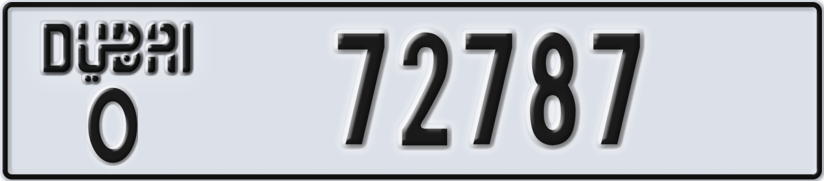 dubai License Plate Number 72787 Code O