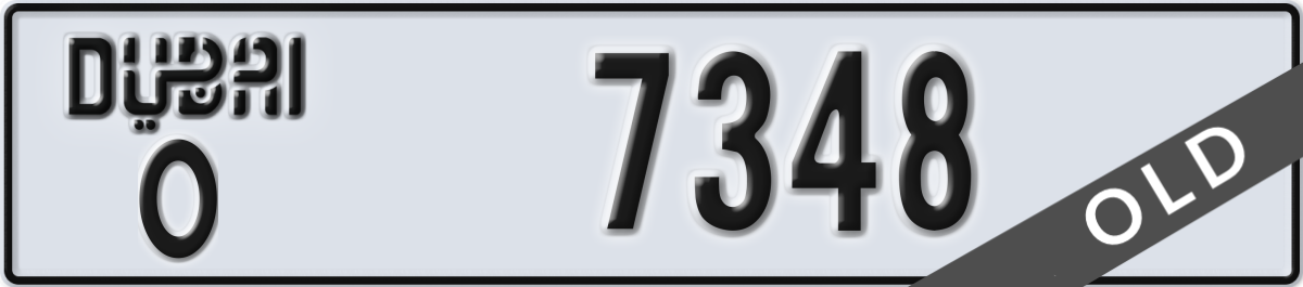 dubai License Plate Number 7348 Code O