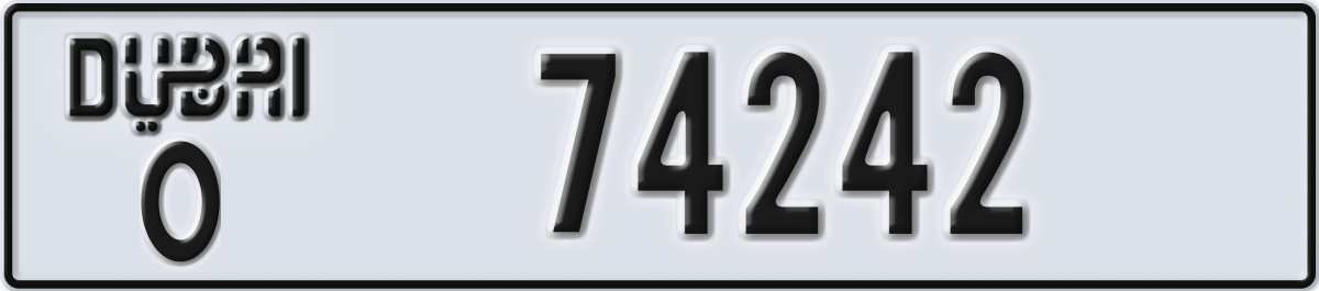 dubai License Plate Number 74242 Code O