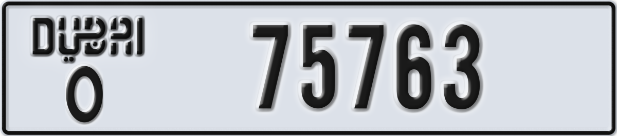 dubai License Plate Number 75763 Code O