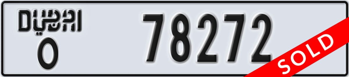 dubai License Plate Number 78272 Code O
