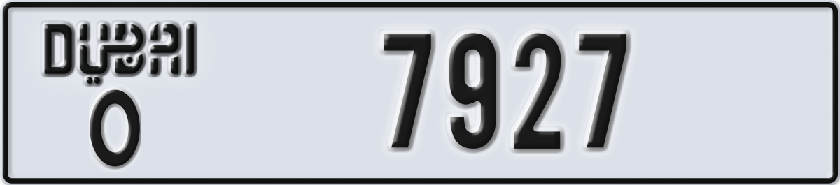 dubai License Plate Number 7927 Code O