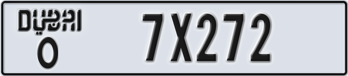 dubai License Plate Number 7X272 Code O