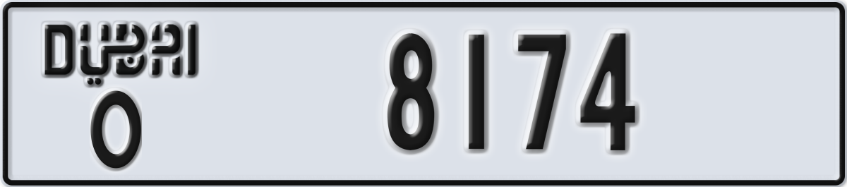 dubai License Plate Number 8174 Code O