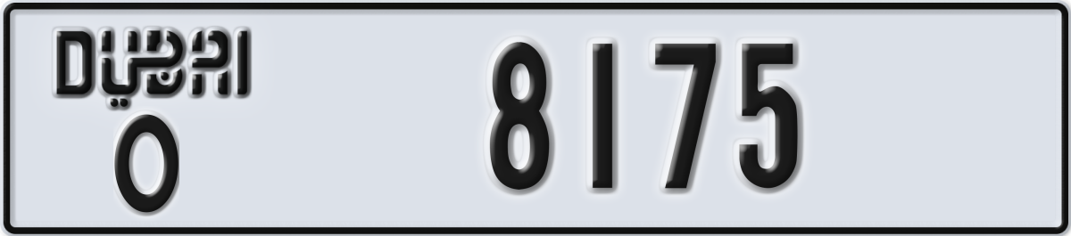 dubai License Plate Number 8175 Code O
