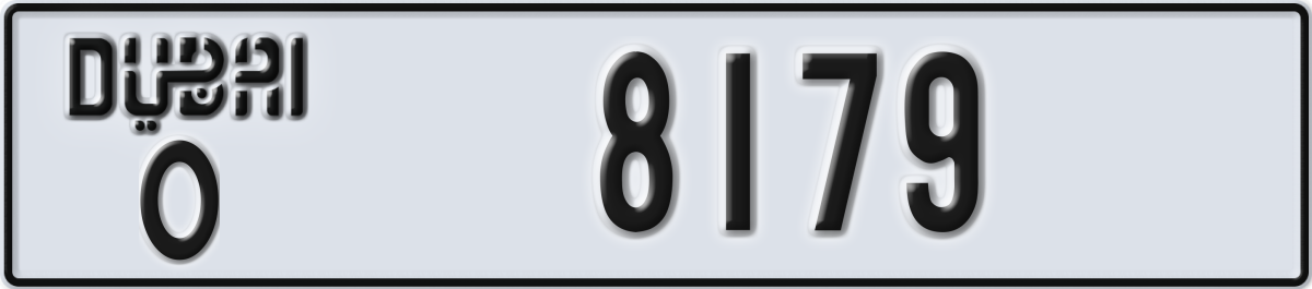 dubai License Plate Number 8179 Code O
