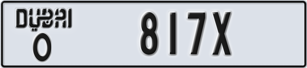 dubai License Plate Number 817X Code O