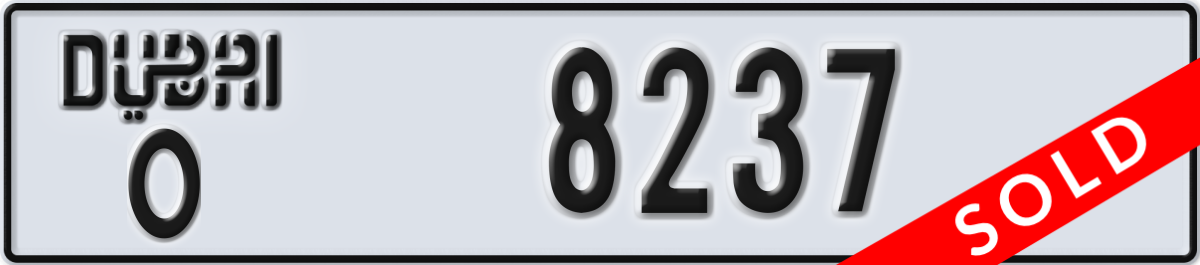 dubai License Plate Number 8237 Code O