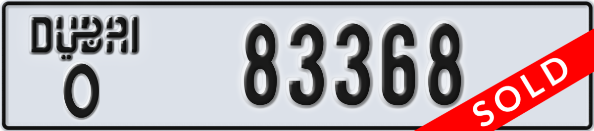 dubai License Plate Number 83368 Code O