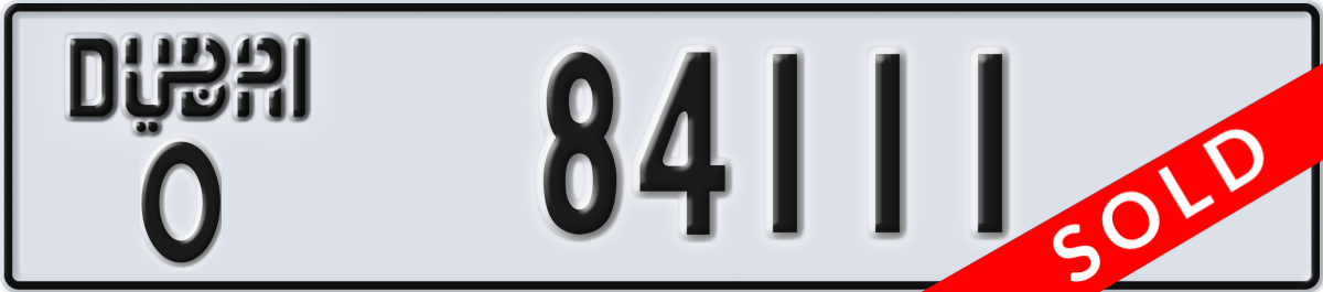 dubai License Plate Number 84111 Code O