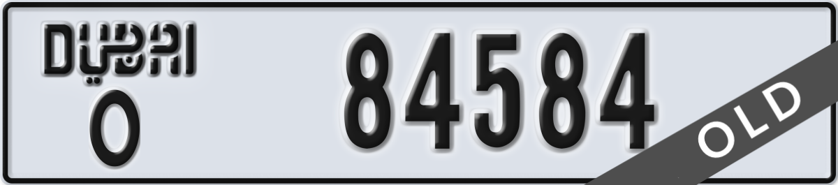 dubai License Plate Number 84584 Code O