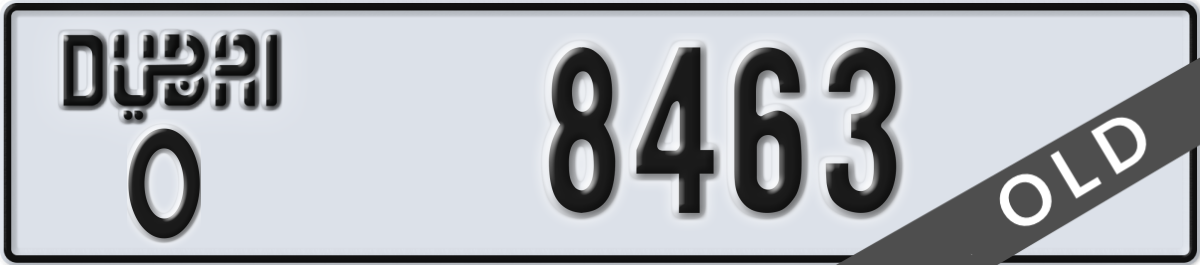 dubai License Plate Number 8463 Code O