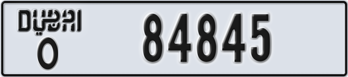 dubai License Plate Number 84845 Code O