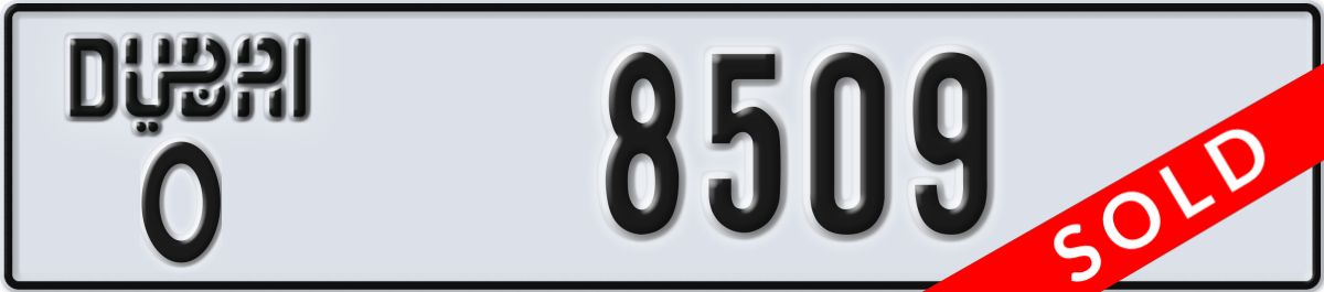 dubai License Plate Number 8509 Code O