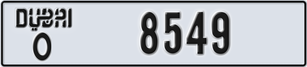 dubai License Plate Number 8549 Code O