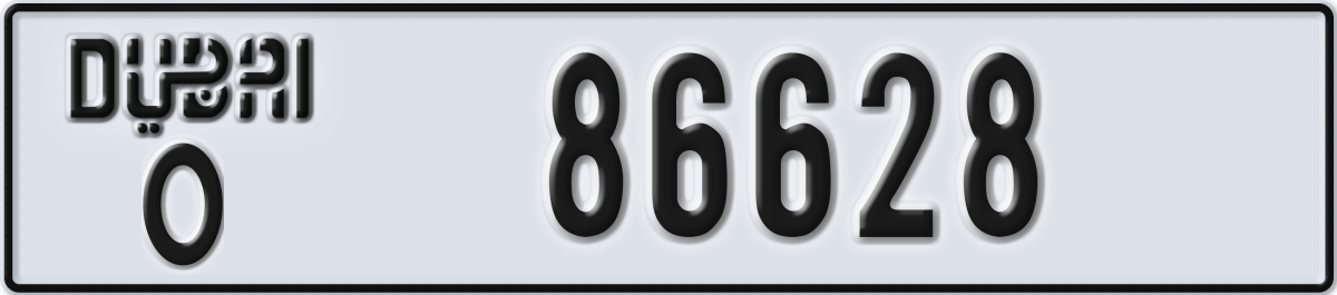 dubai License Plate Number 86628 Code O