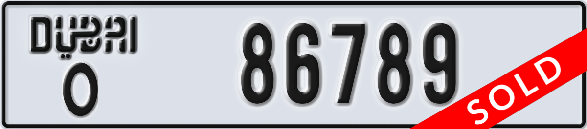 dubai License Plate Number 86789 Code O