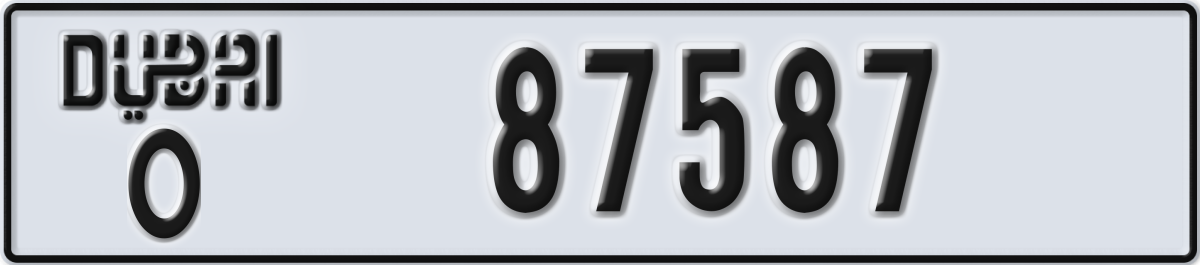 dubai License Plate Number 87587 Code O