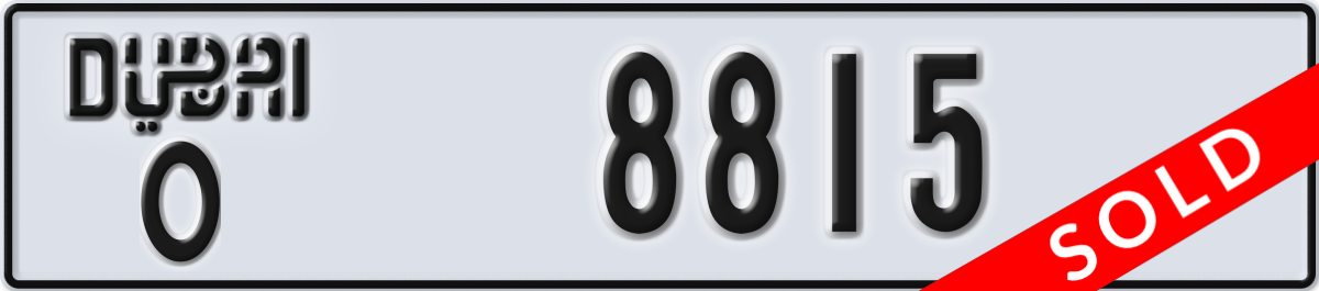 dubai License Plate Number 8815 Code O