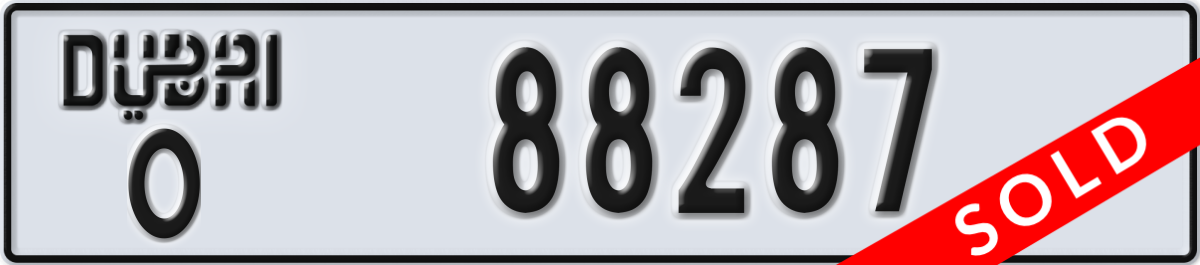 dubai License Plate Number 88287 Code O