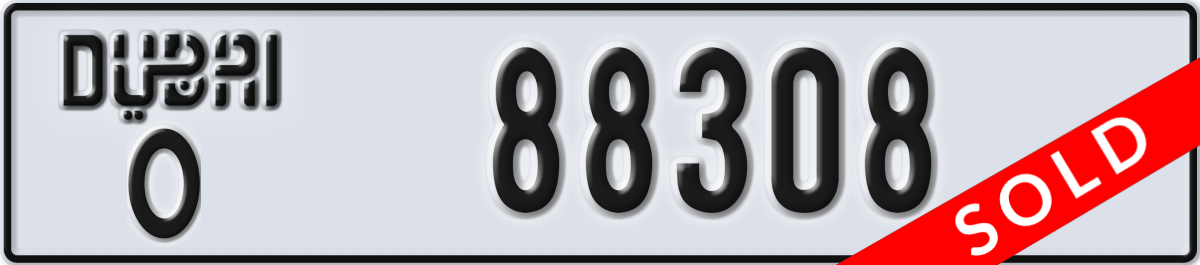 dubai License Plate Number 88308 Code O