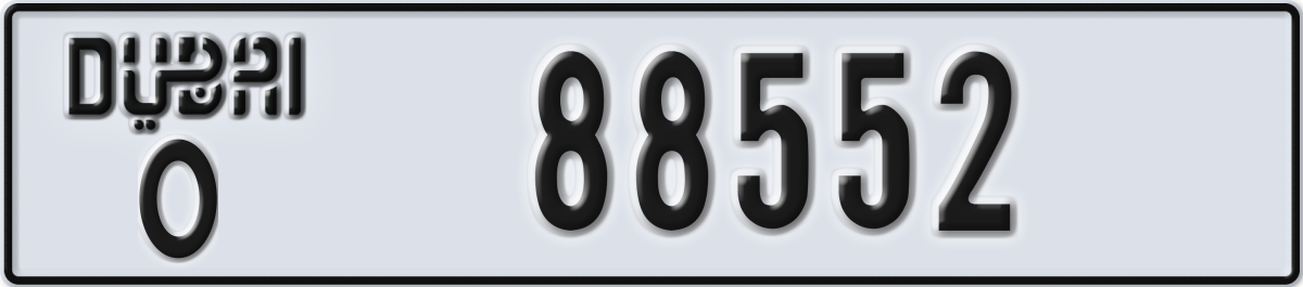 dubai License Plate Number 88552 Code O