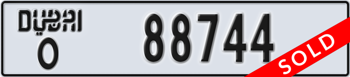 dubai License Plate Number 88744 Code O