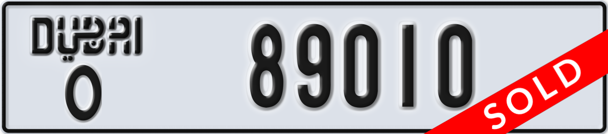dubai License Plate Number 89010 Code O