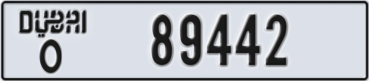 dubai License Plate Number 89442 Code O