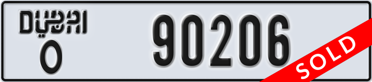 dubai License Plate Number 90206 Code O