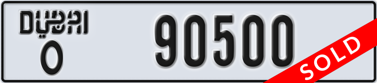 dubai License Plate Number 90500 Code O