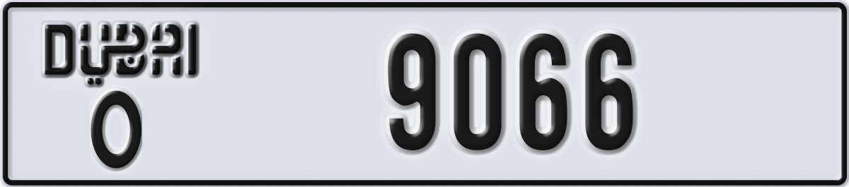 dubai License Plate Number 9066 Code O
