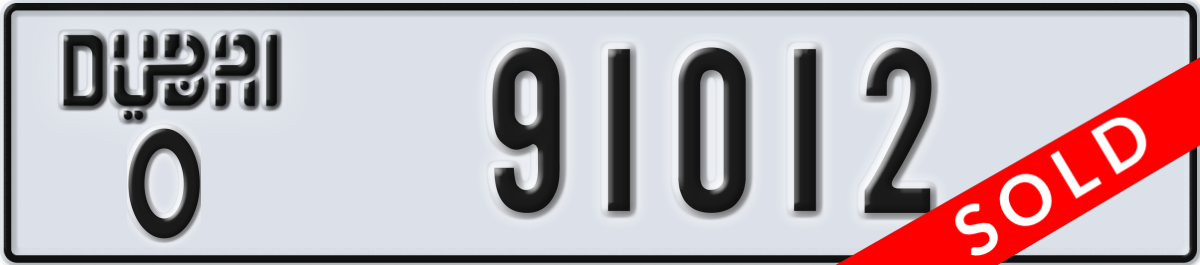 dubai License Plate Number 91012 Code O