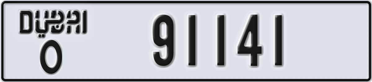 dubai License Plate Number 91141 Code O