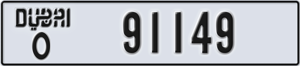 dubai License Plate Number 91149 Code O