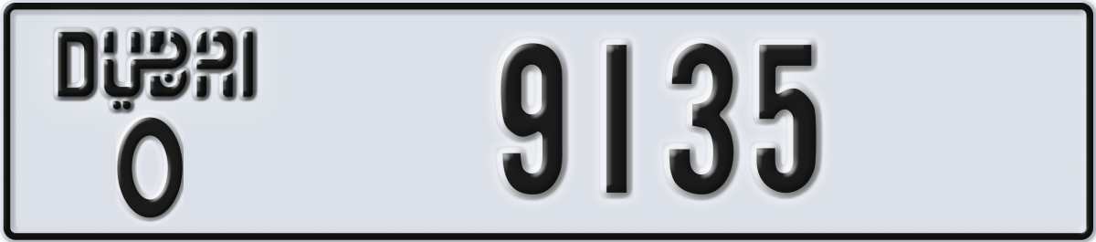 dubai License Plate Number 9135 Code O